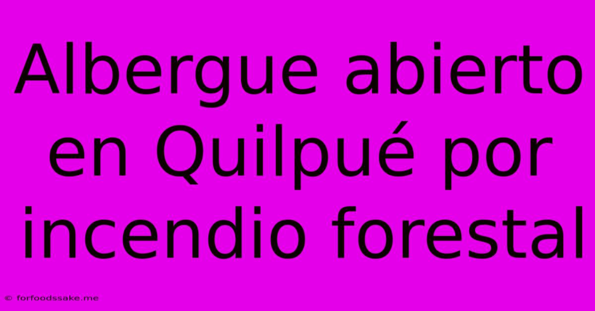 Albergue Abierto En Quilpué Por Incendio Forestal