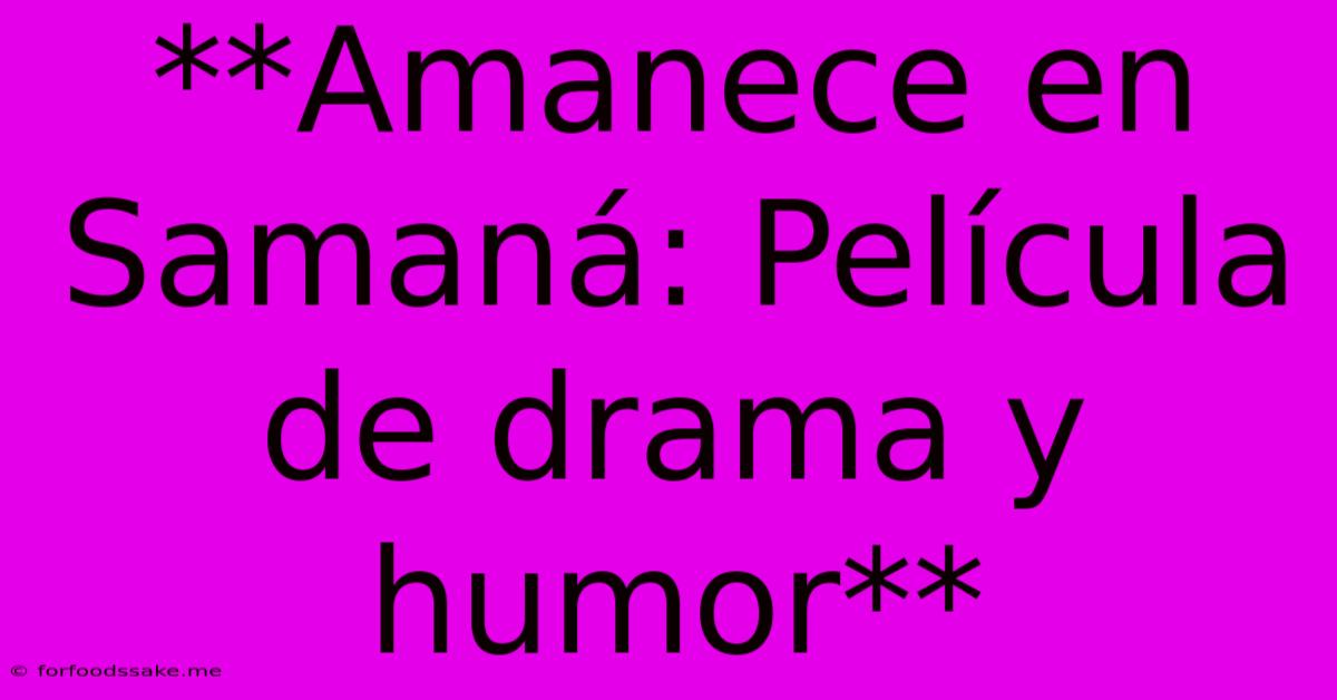 **Amanece En Samaná: Película De Drama Y Humor** 