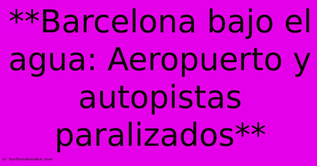 **Barcelona Bajo El Agua: Aeropuerto Y Autopistas Paralizados**