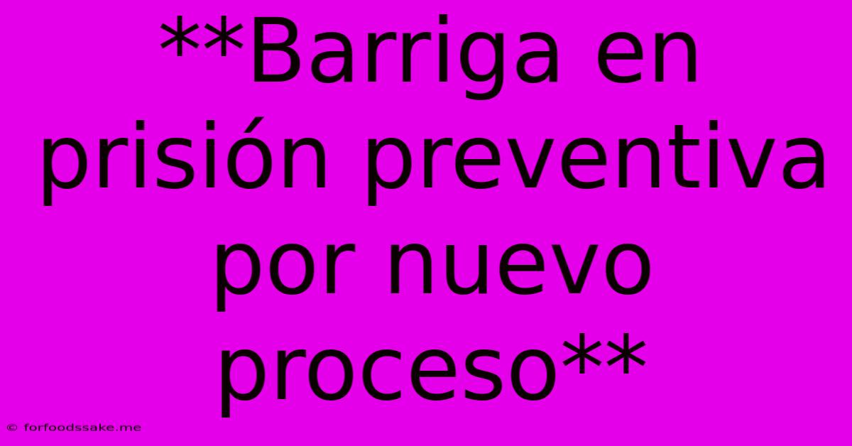 **Barriga En Prisión Preventiva Por Nuevo Proceso**