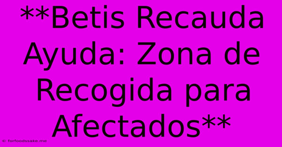 **Betis Recauda Ayuda: Zona De Recogida Para Afectados**