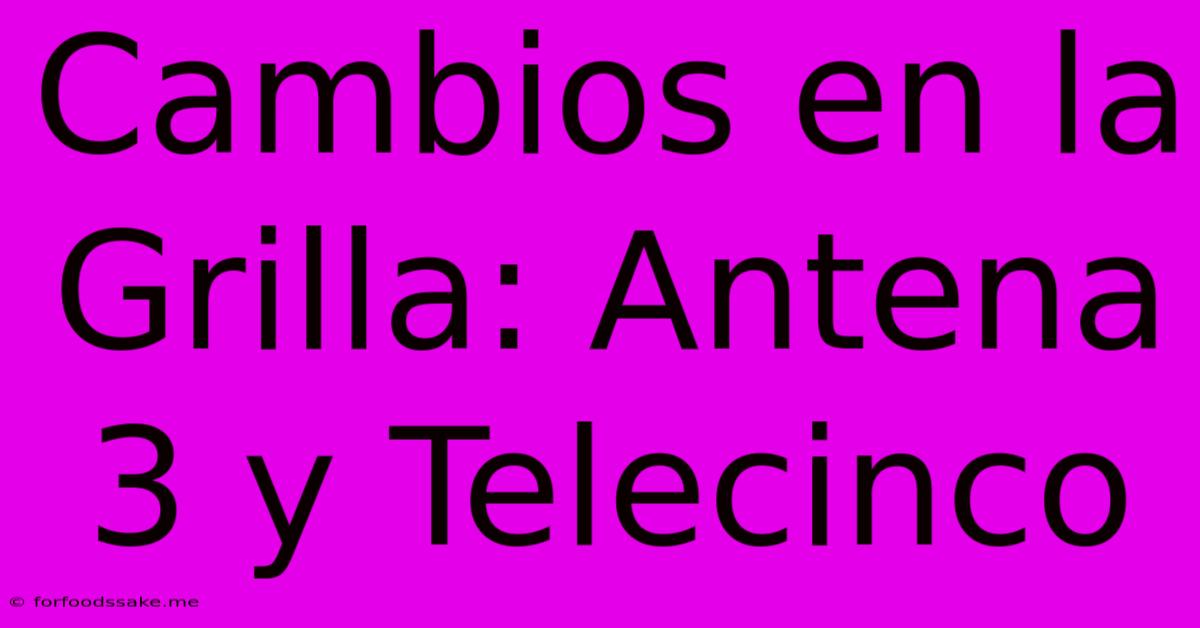 Cambios En La Grilla: Antena 3 Y Telecinco