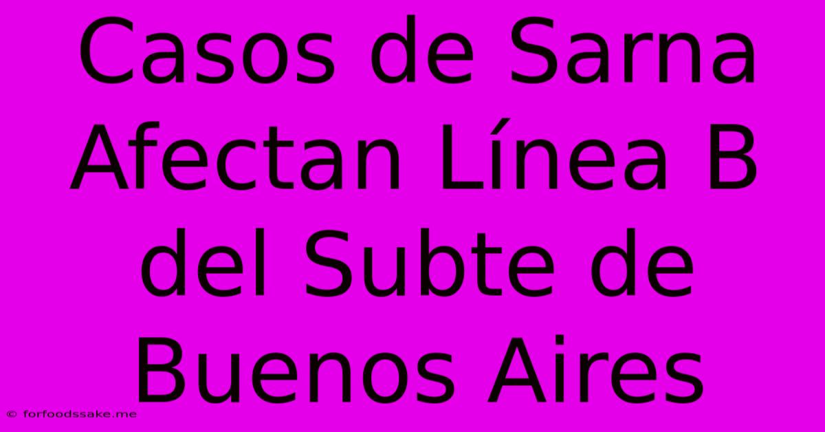 Casos De Sarna Afectan Línea B Del Subte De Buenos Aires