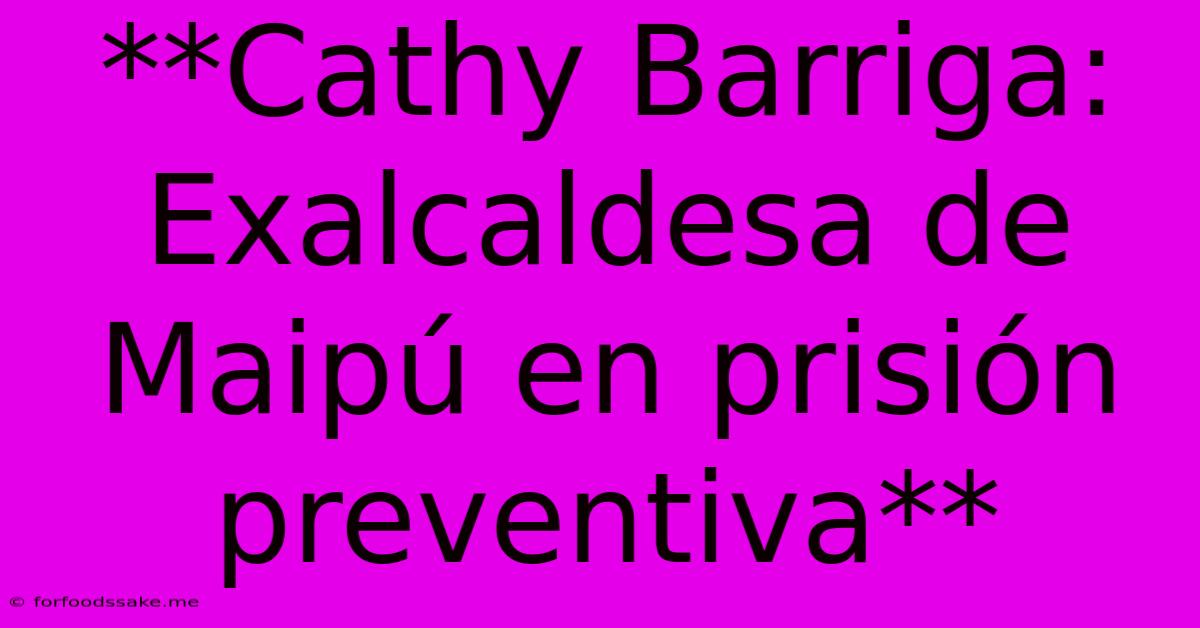 **Cathy Barriga: Exalcaldesa De Maipú En Prisión Preventiva**