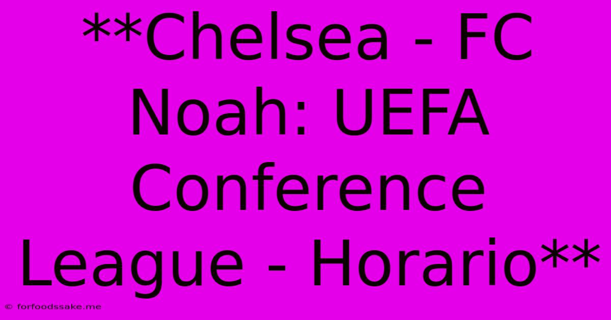 **Chelsea - FC Noah: UEFA Conference League - Horario** 