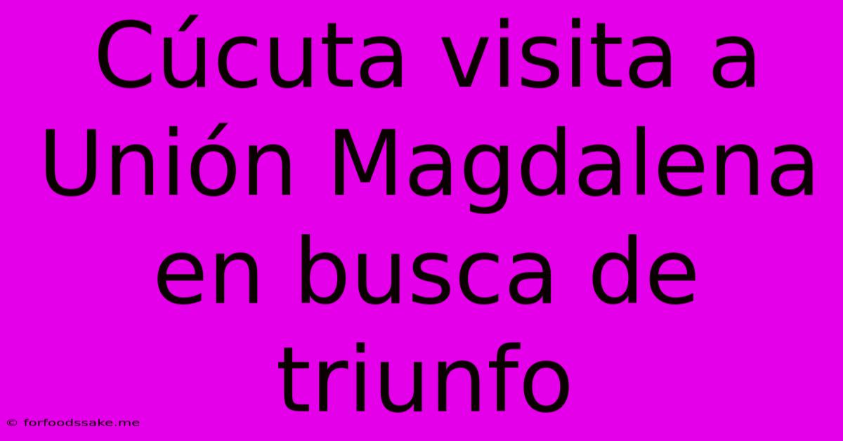 Cúcuta Visita A Unión Magdalena En Busca De Triunfo 