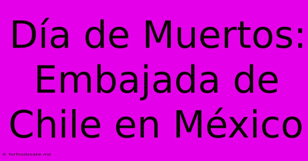 Día De Muertos: Embajada De Chile En México 