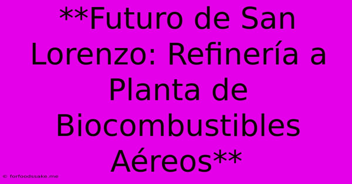 **Futuro De San Lorenzo: Refinería A Planta De Biocombustibles Aéreos** 