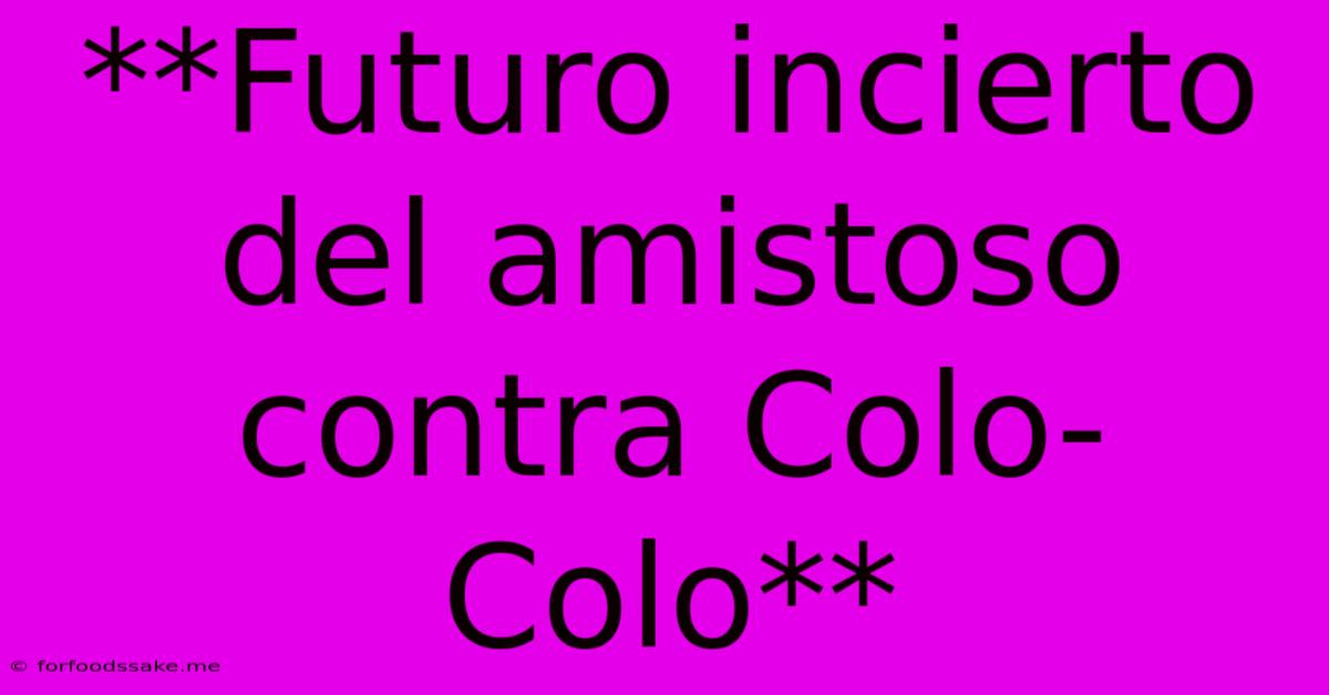 **Futuro Incierto Del Amistoso Contra Colo-Colo**