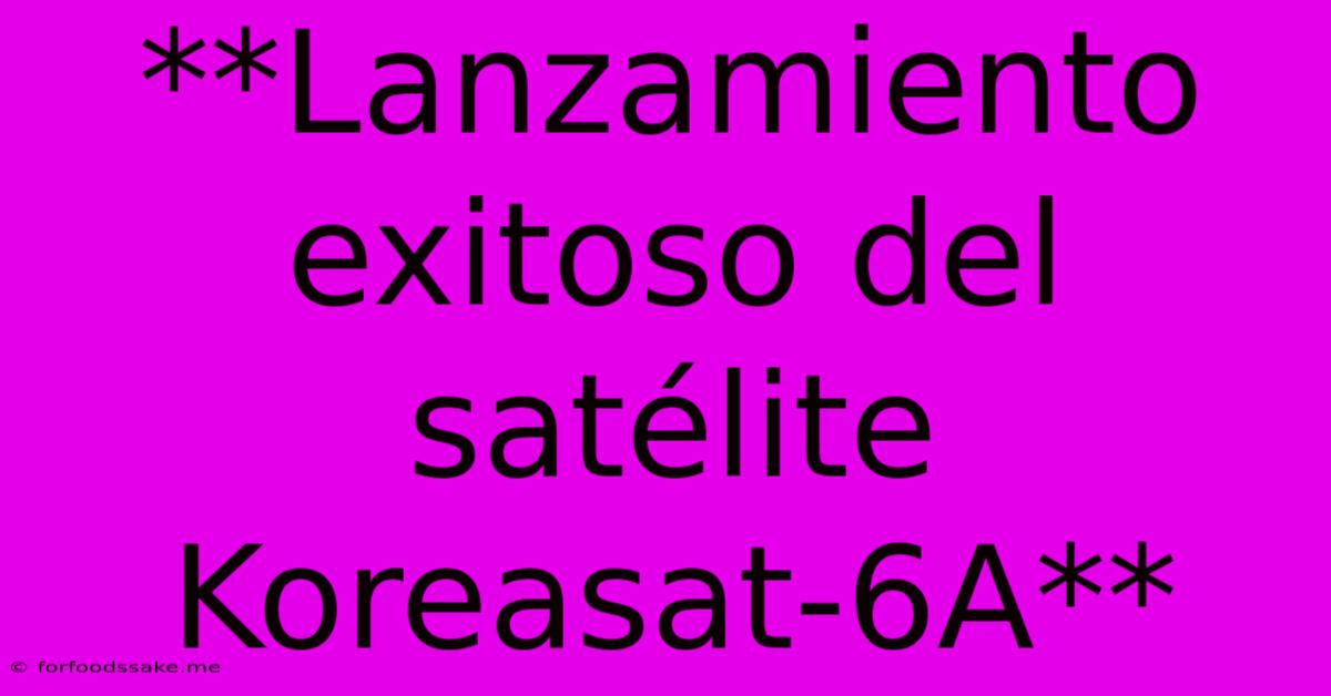 **Lanzamiento Exitoso Del Satélite Koreasat-6A**