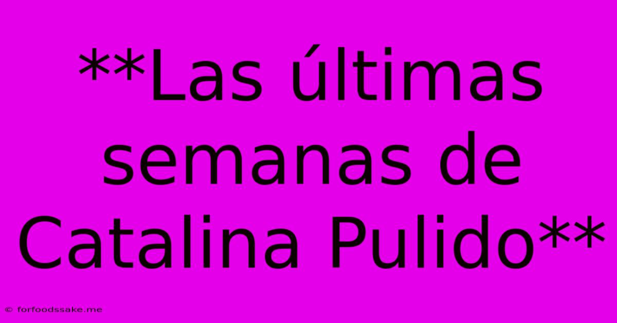 **Las Últimas Semanas De Catalina Pulido**