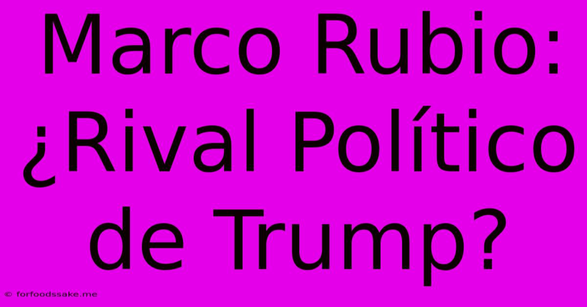 Marco Rubio: ¿Rival Político De Trump?