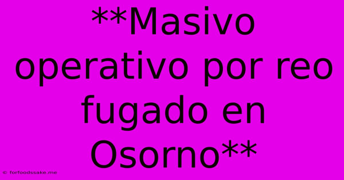 **Masivo Operativo Por Reo Fugado En Osorno**