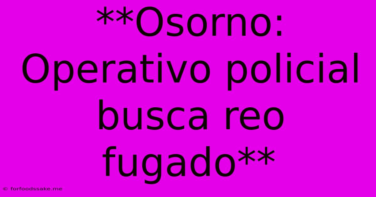 **Osorno: Operativo Policial Busca Reo Fugado**