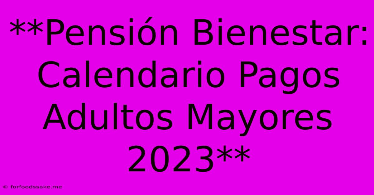 **Pensión Bienestar: Calendario Pagos Adultos Mayores 2023** 