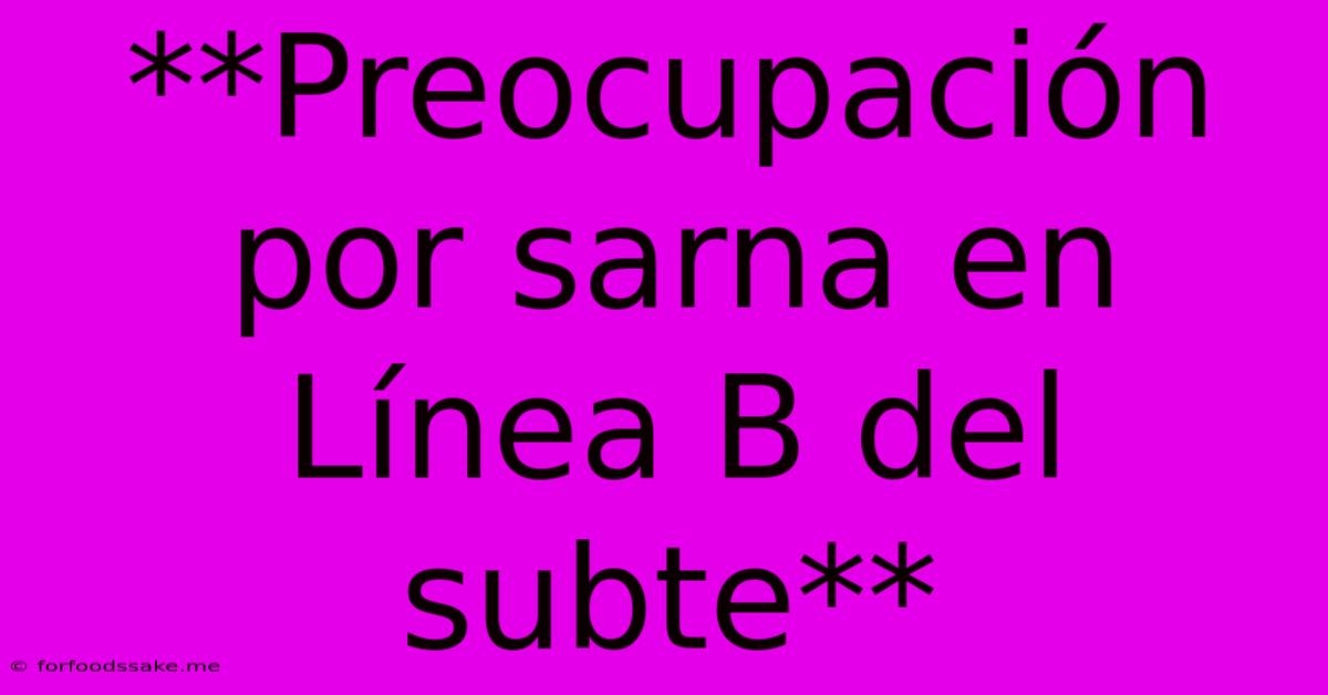 **Preocupación Por Sarna En Línea B Del Subte** 