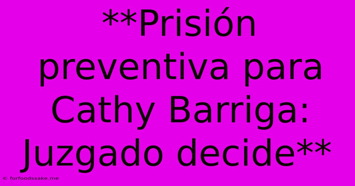 **Prisión Preventiva Para Cathy Barriga: Juzgado Decide**