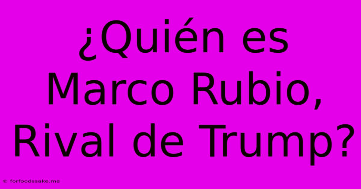 ¿Quién Es Marco Rubio, Rival De Trump?