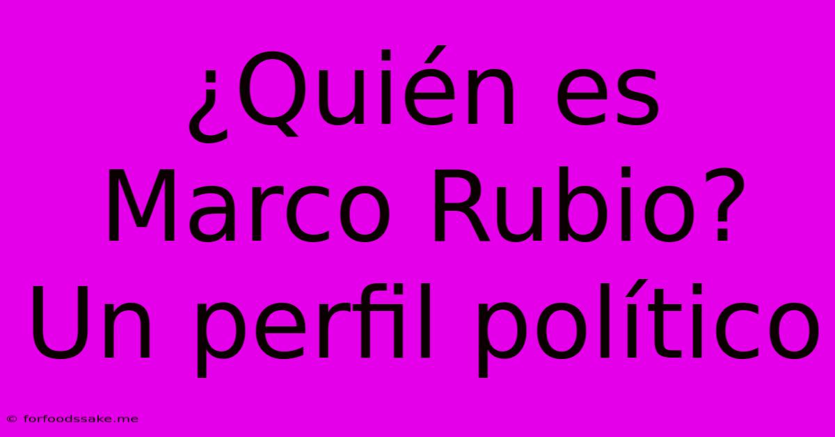 ¿Quién Es Marco Rubio? Un Perfil Político