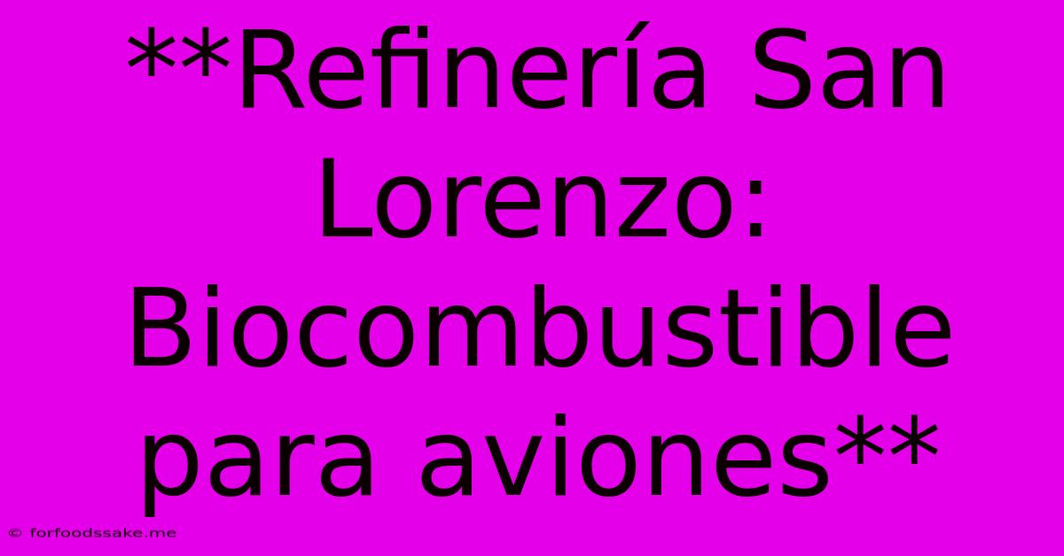 **Refinería San Lorenzo: Biocombustible Para Aviones**