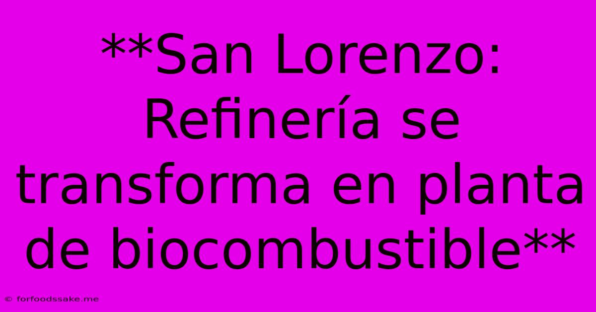 **San Lorenzo: Refinería Se Transforma En Planta De Biocombustible**