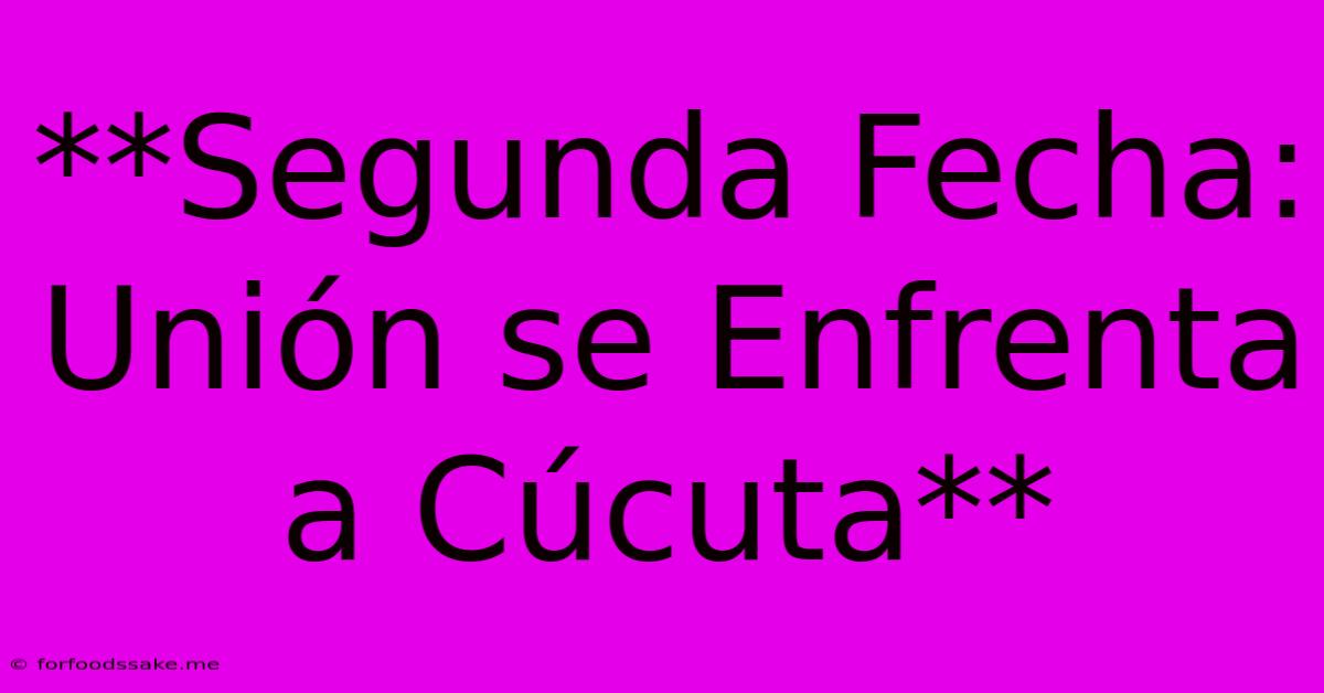 **Segunda Fecha: Unión Se Enfrenta A Cúcuta**