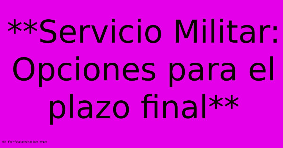 **Servicio Militar: Opciones Para El Plazo Final** 