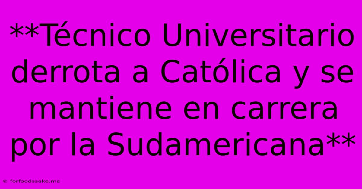 **Técnico Universitario Derrota A Católica Y Se Mantiene En Carrera Por La Sudamericana**