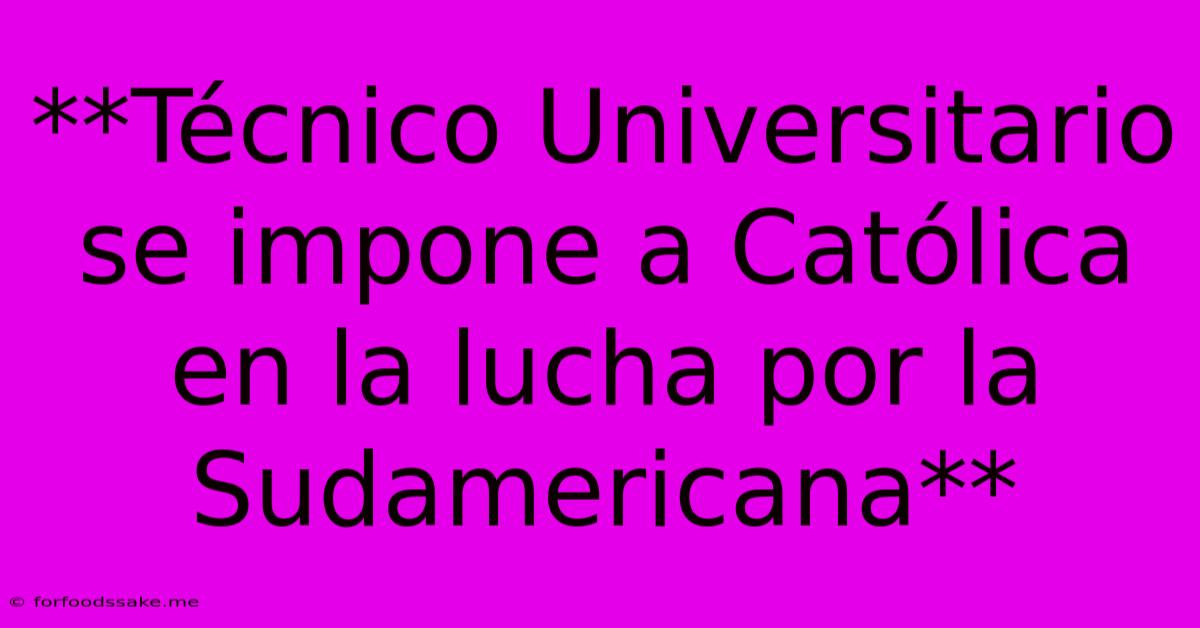 **Técnico Universitario Se Impone A Católica En La Lucha Por La Sudamericana**