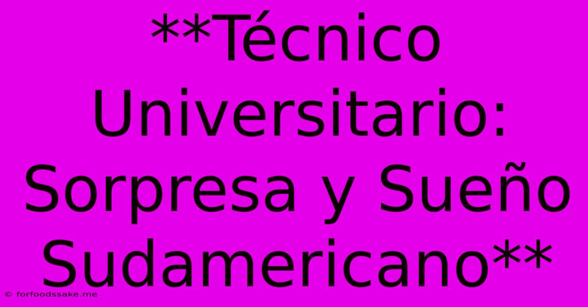 **Técnico Universitario: Sorpresa Y Sueño Sudamericano** 