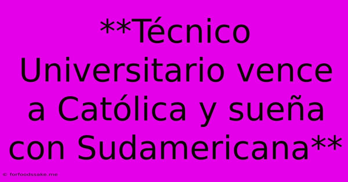 **Técnico Universitario Vence A Católica Y Sueña Con Sudamericana**