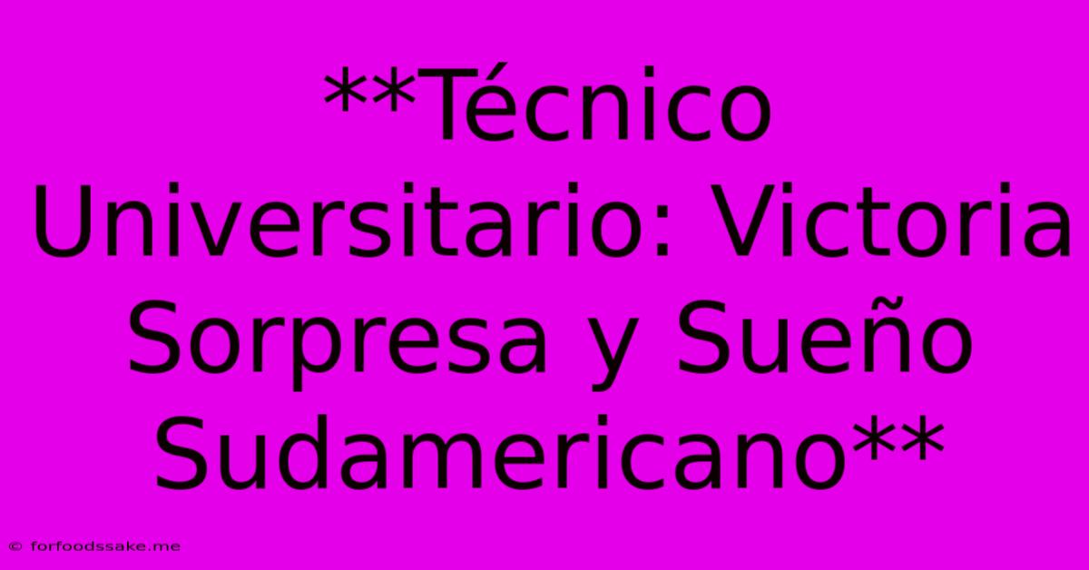 **Técnico Universitario: Victoria Sorpresa Y Sueño Sudamericano**