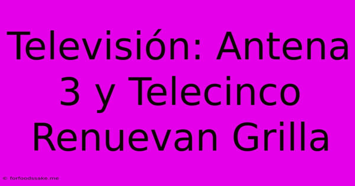 Televisión: Antena 3 Y Telecinco Renuevan Grilla