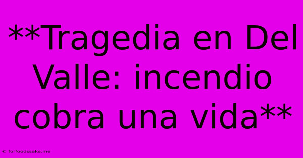 **Tragedia En Del Valle: Incendio Cobra Una Vida**