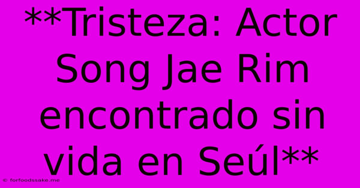 **Tristeza: Actor Song Jae Rim Encontrado Sin Vida En Seúl** 