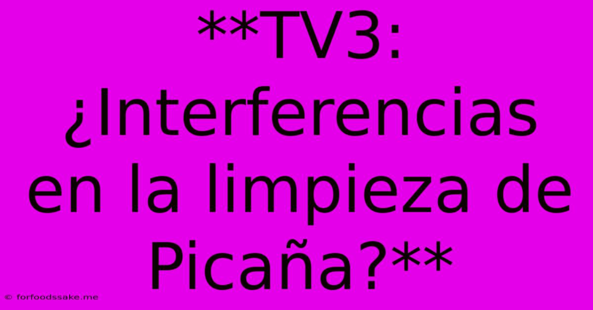 **TV3: ¿Interferencias En La Limpieza De Picaña?** 