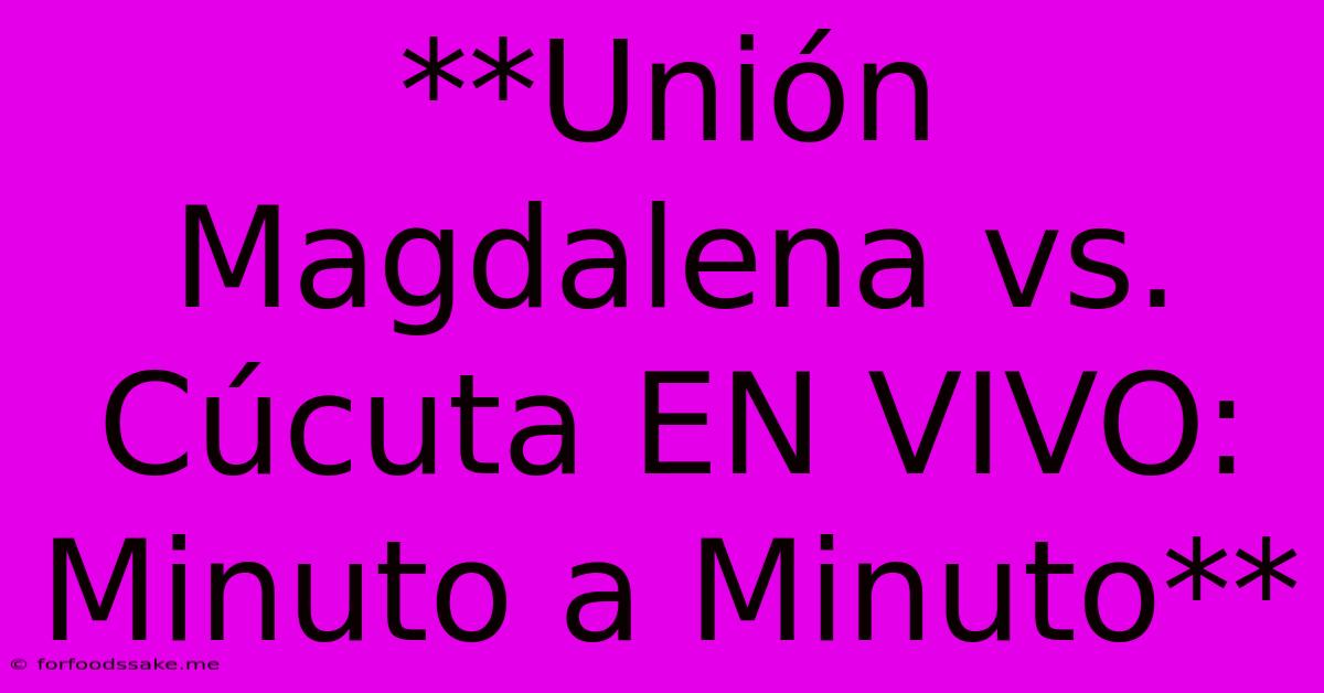 **Unión Magdalena Vs. Cúcuta EN VIVO: Minuto A Minuto**