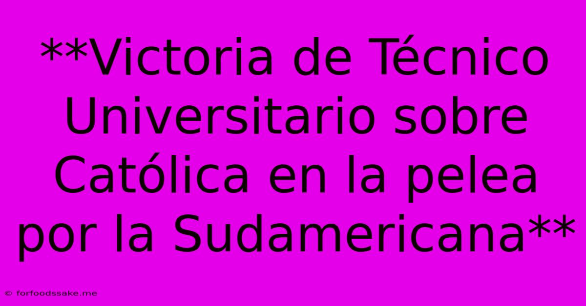 **Victoria De Técnico Universitario Sobre Católica En La Pelea Por La Sudamericana**